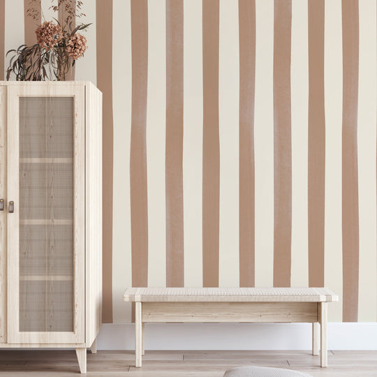 Watercolour Stripes Large - Terracotta & Cream