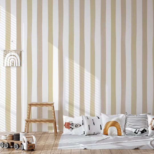 Watercolour Stripes Large - Fawn & Mustard