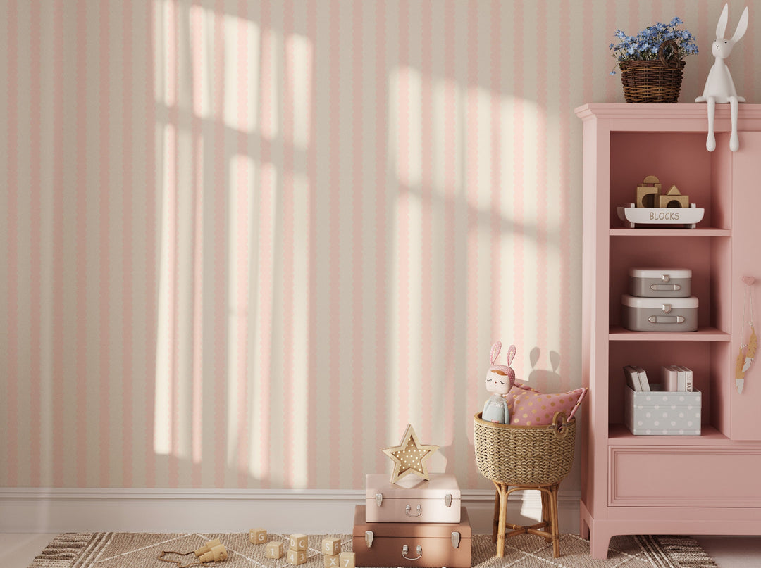 Beady Stripes - Bare Pink & Cream
