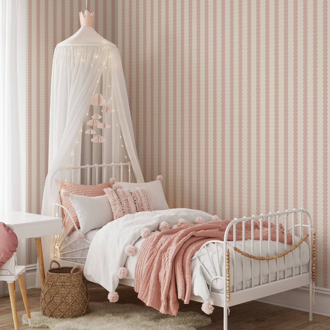 Beady Stripes - Carnation & Cream