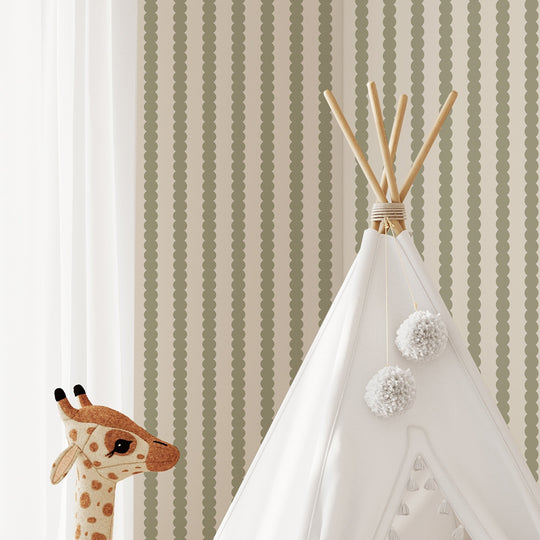 Beady Stripes - Sage & Cream