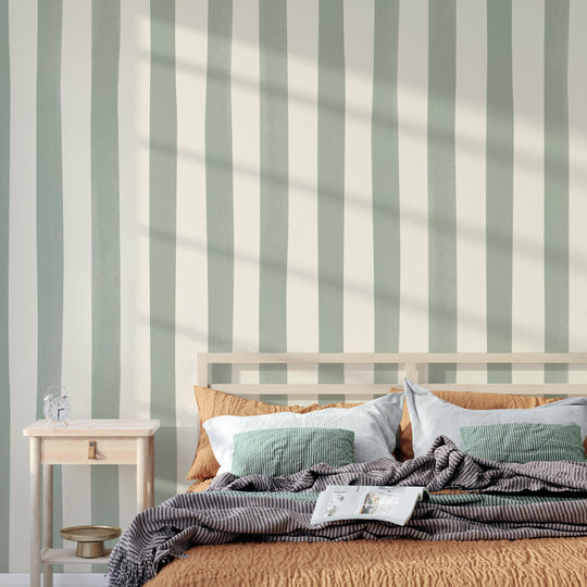 Watercolour Stripes Large - Sage & Cream