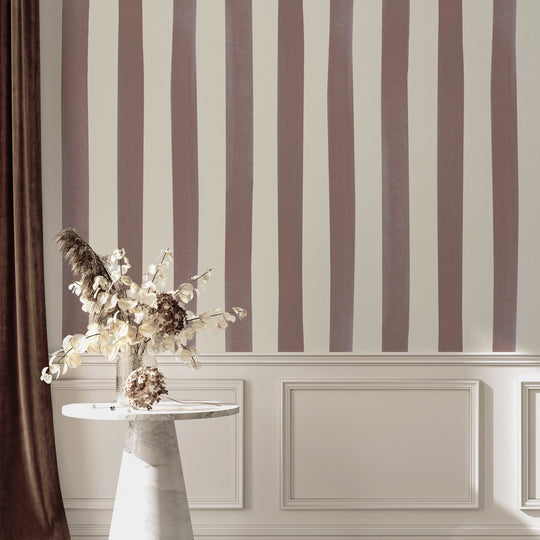 Watercolour Stripes Large - Chocolate & Cream