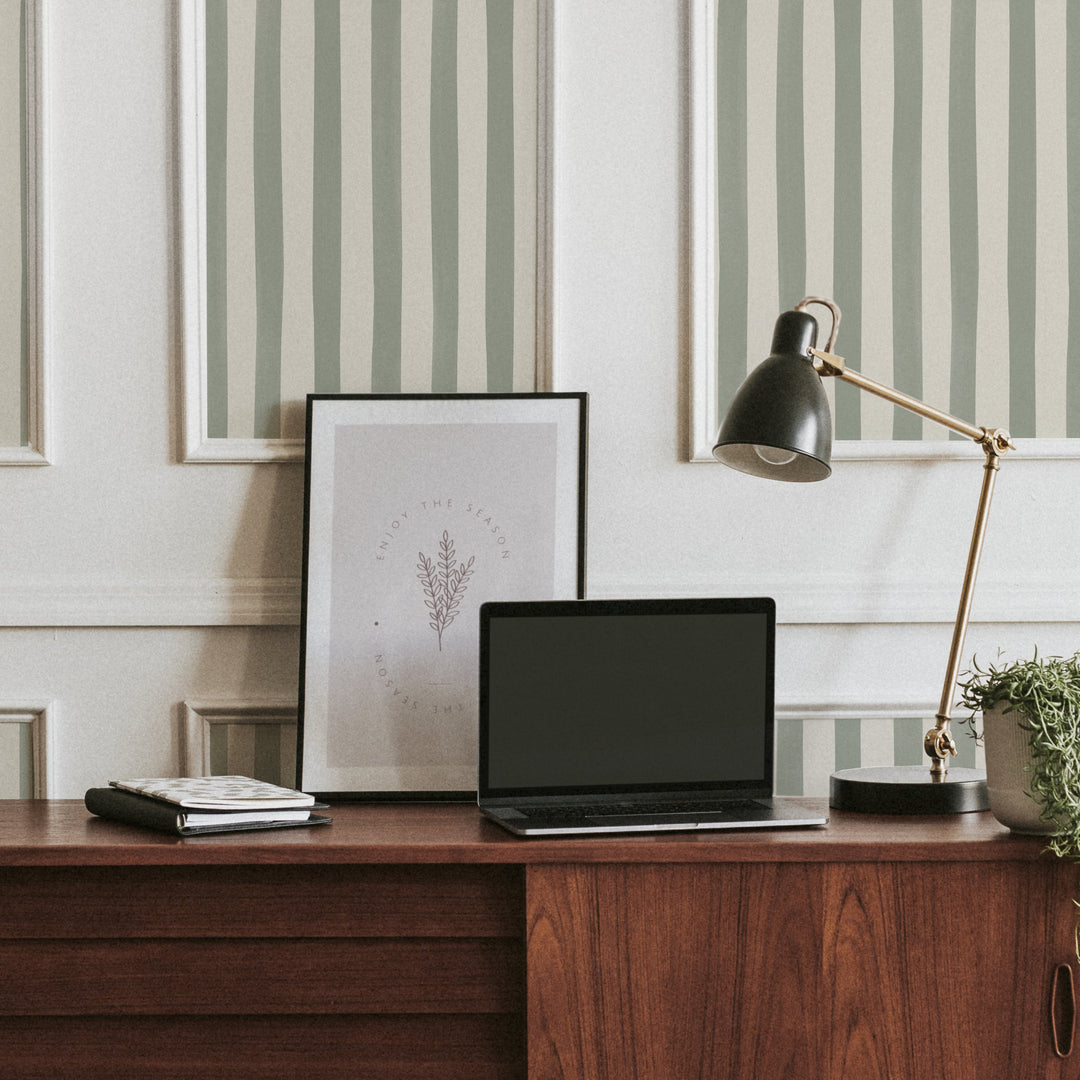 Watercolour Stripes - Sage & Cream