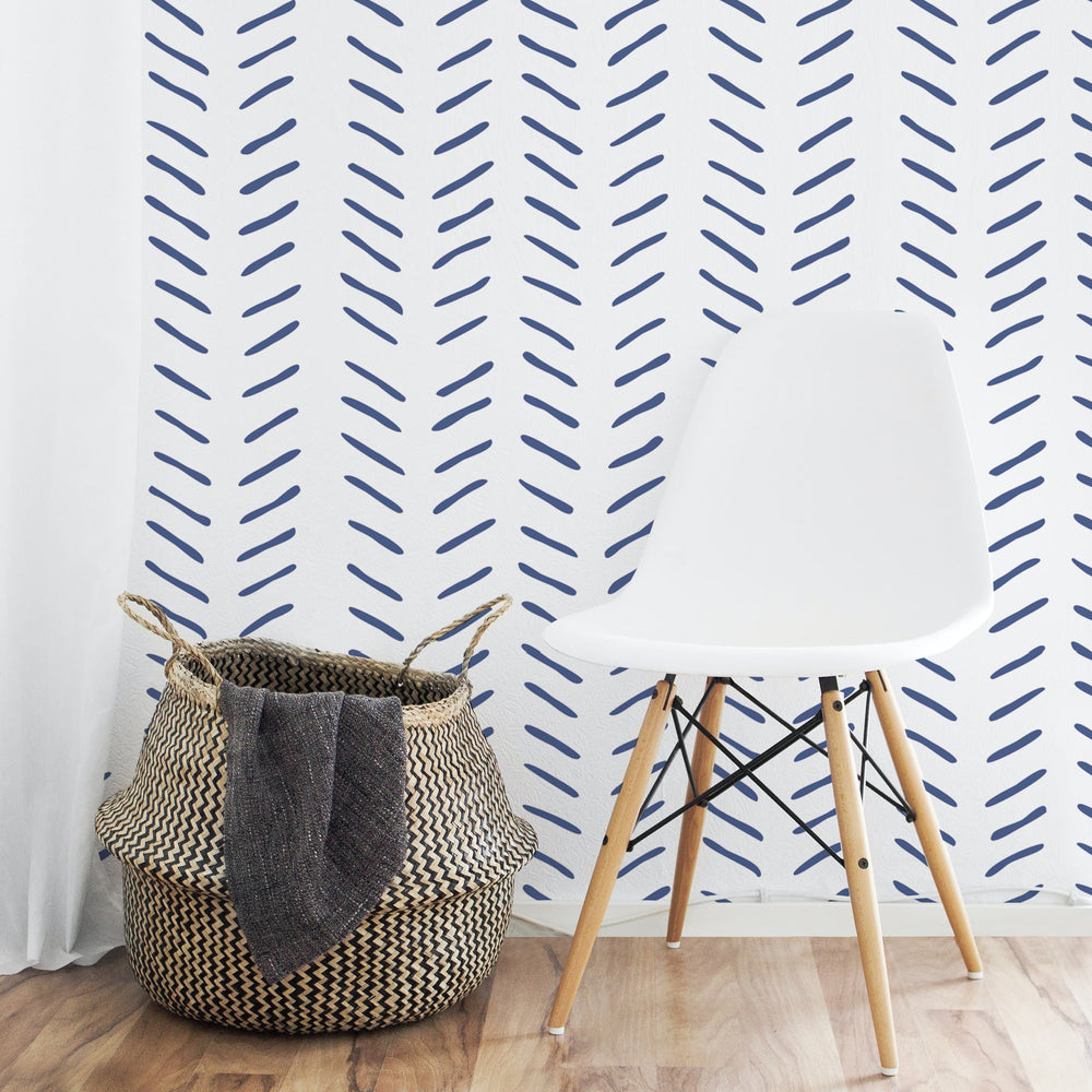 Hand Painted Herringbone Arrows in Navy