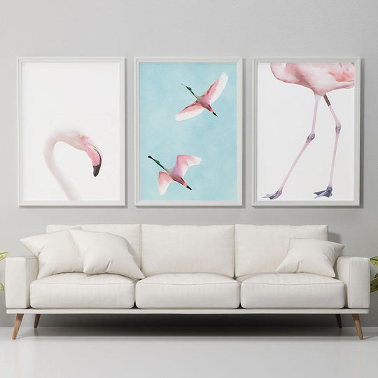 Two Flying Flamingos