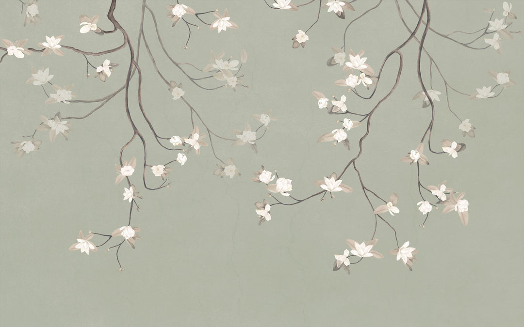 Magnolias on Antique Sage