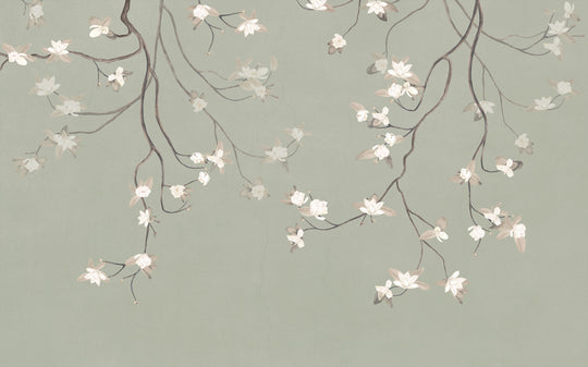 Magnolias on Antique Sage