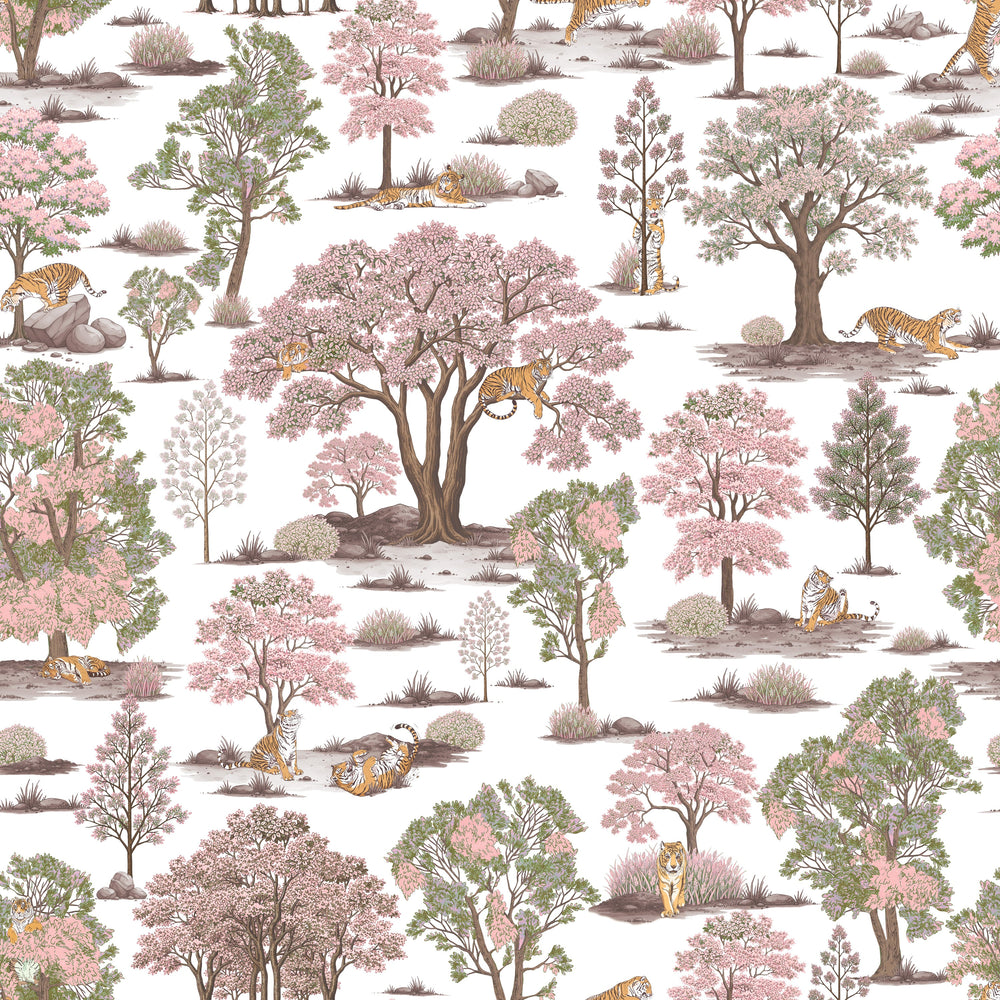 Tiger In The Woods - Pink & Green