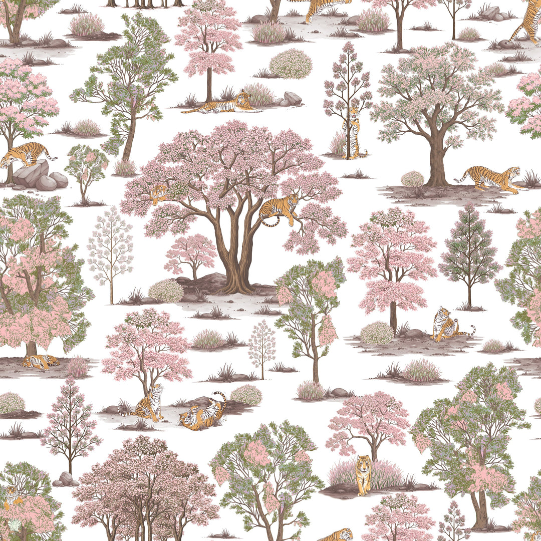 Tiger In The Woods - Pink & Green