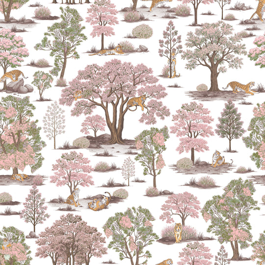 Tiger In The Woods - Pink & Green
