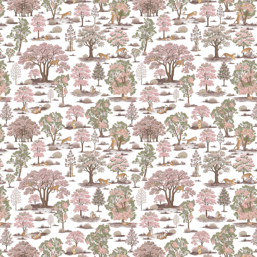 Tiger In The Woods - Pink & Green
