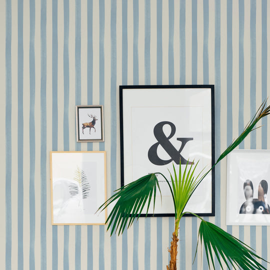 Watercolour Stripes - Powder Blue & Cream