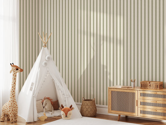 Beady Stripes - Sage & Cream