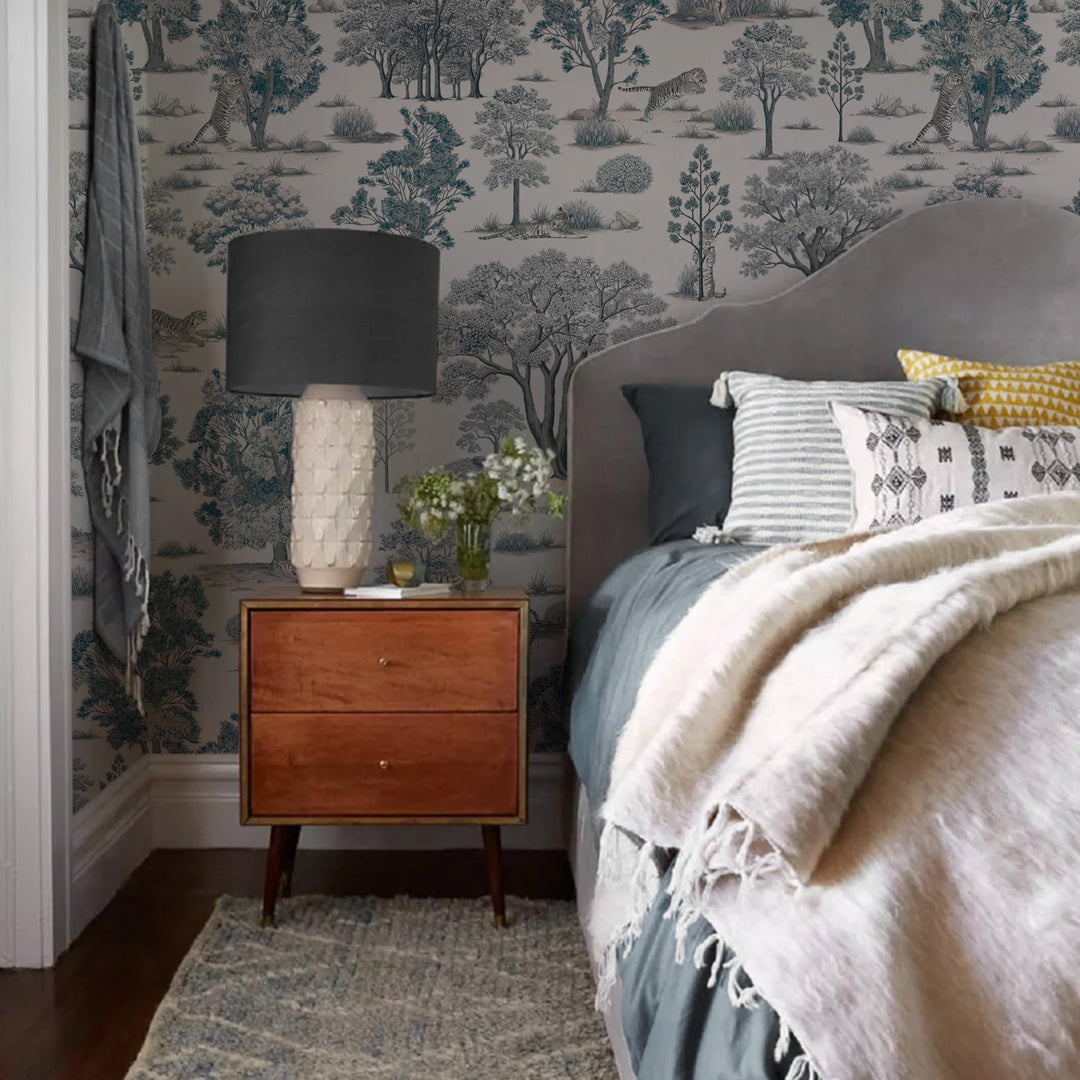 Tiger In The Woods - Silver & Blue