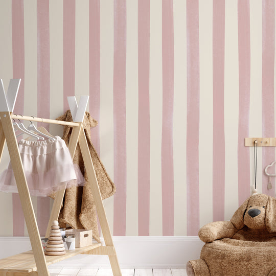 Watercolour Stripes Large - Candy & Cream