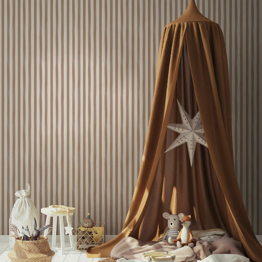 Watercolour Stripes - Terracotta & Cream