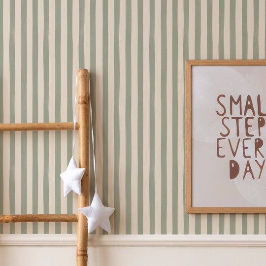 Watercolour Stripes - Sage & Cream