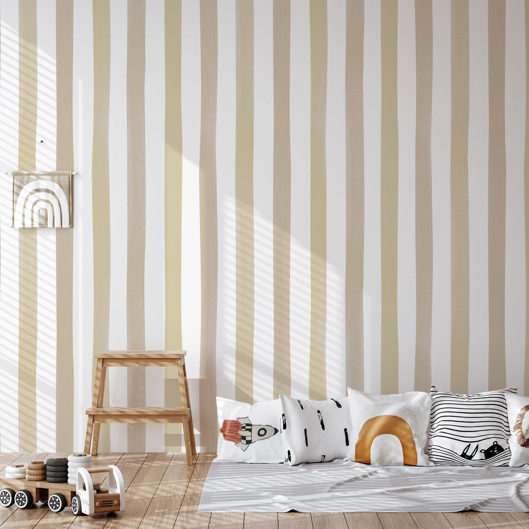 Watercolour Stripes Large - Fawn & Mustard