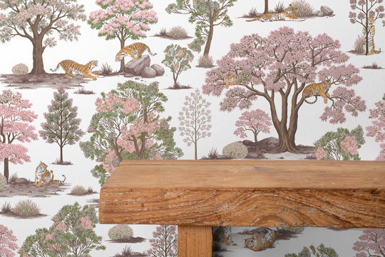 Tiger In The Woods - Pink & Green