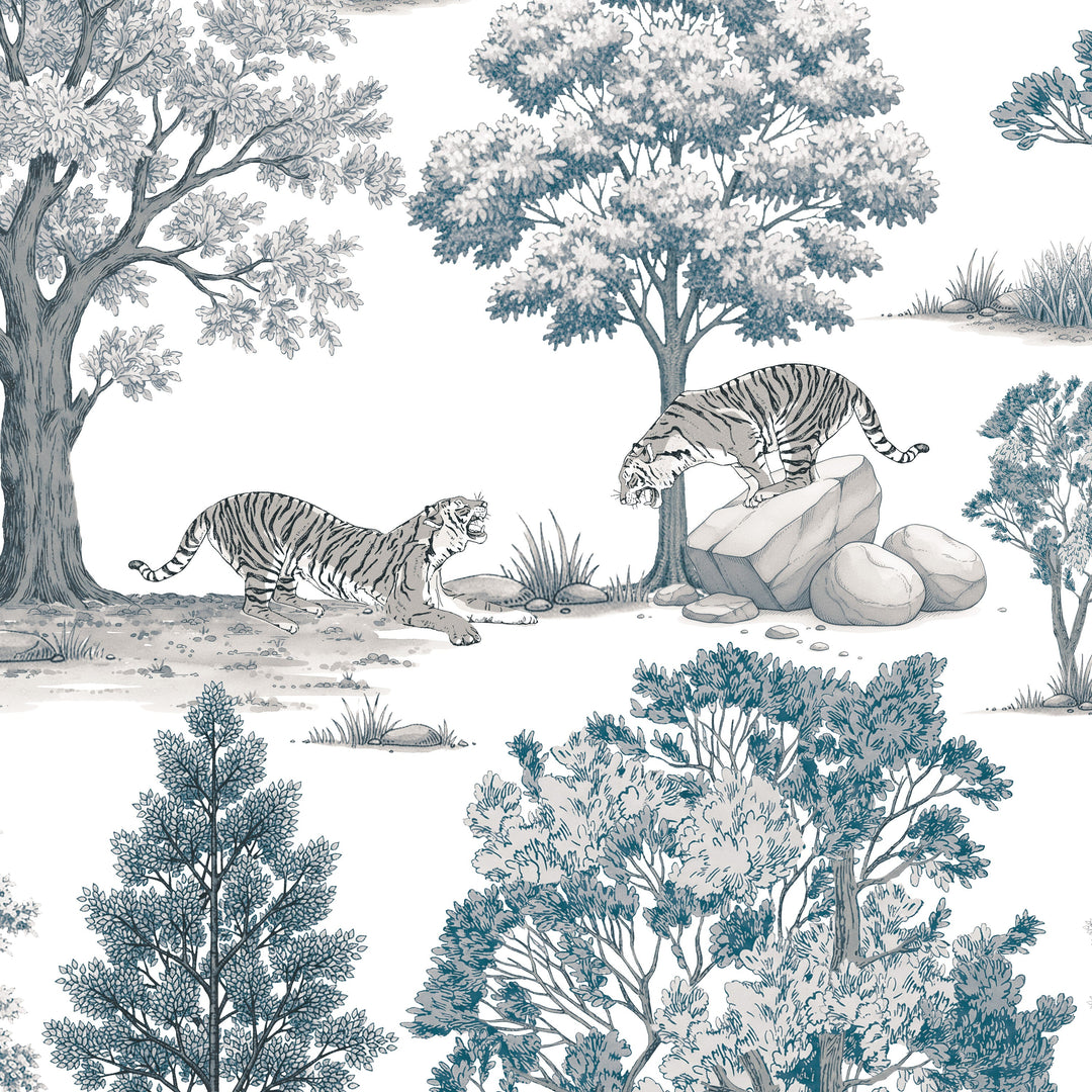 Tiger In The Woods - Silver & Blue