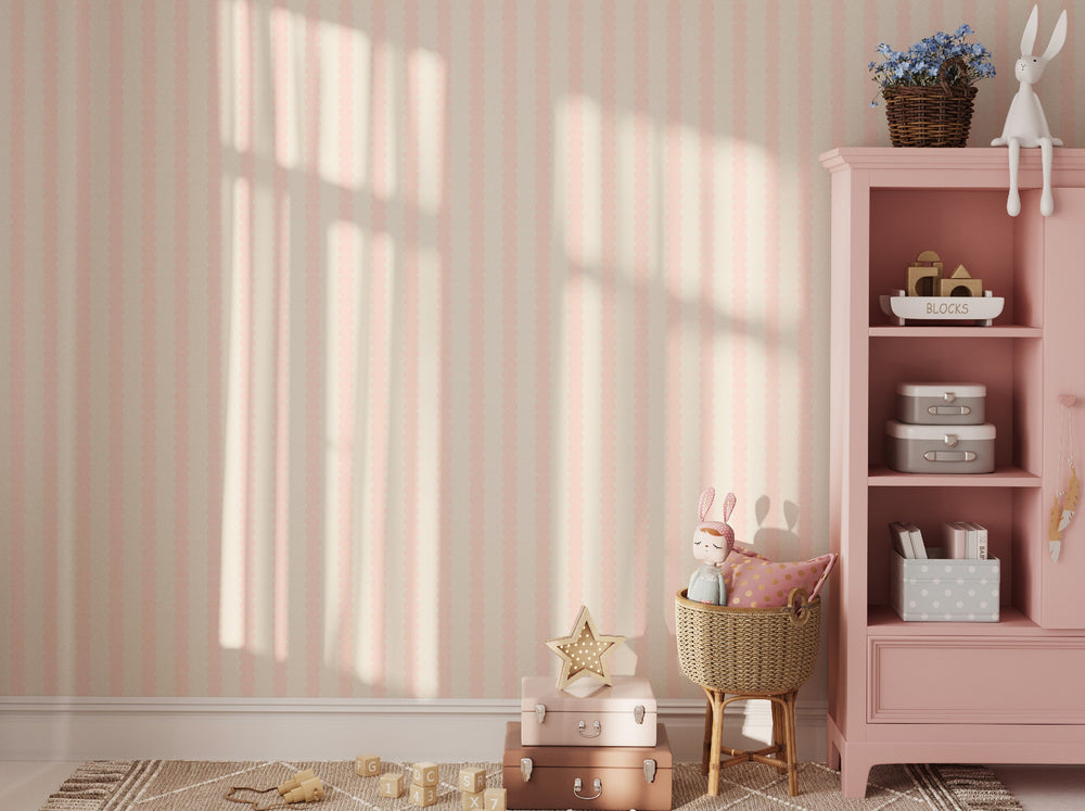 Beady Stripes - Bare Pink & Cream