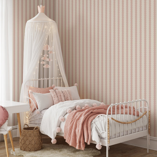 Beady Stripes - Carnation & Cream