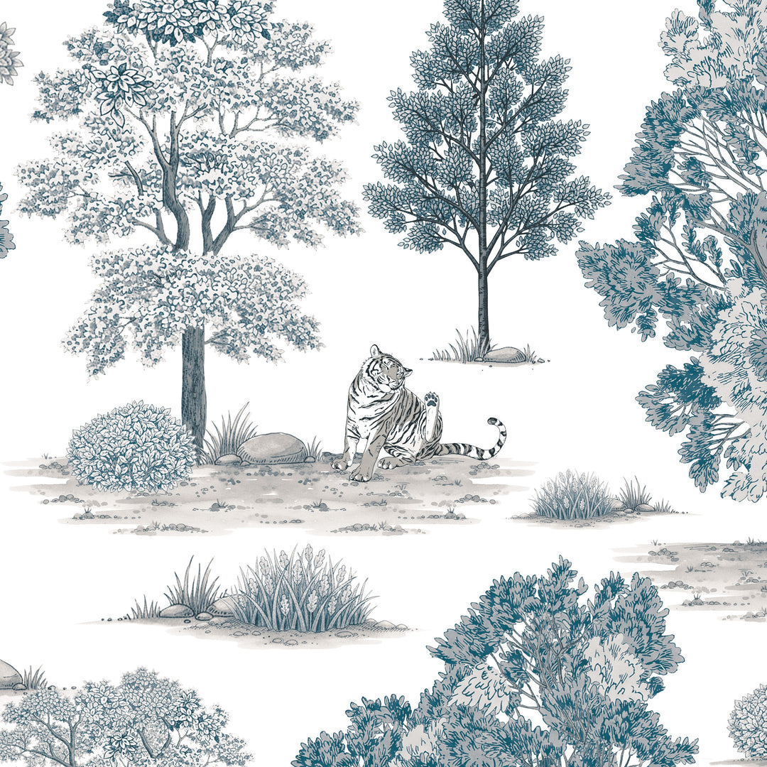 Tiger In The Woods - Silver & Blue