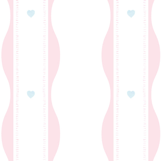 Scallopped Ribbons - Pink With Blue Hearts