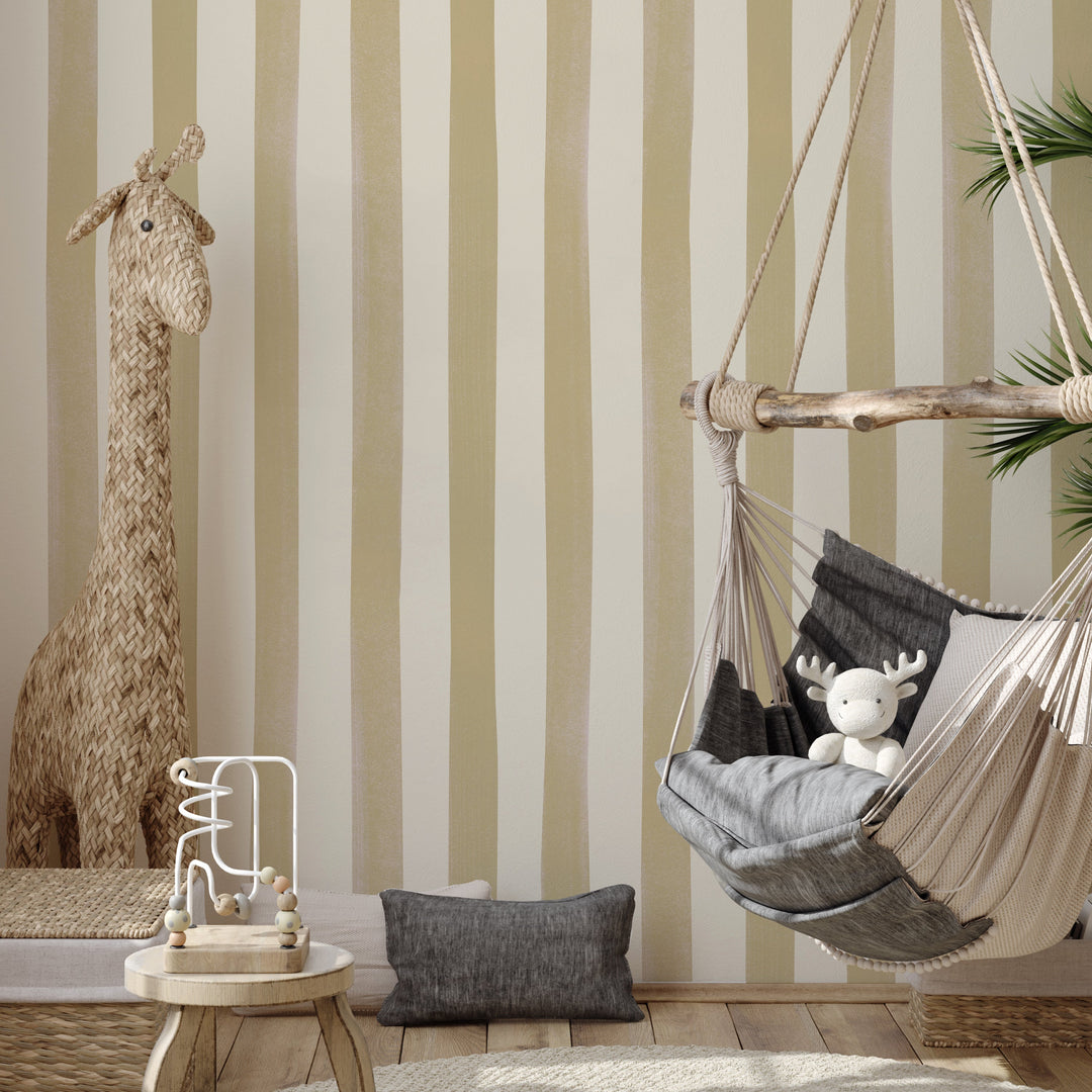 Watercolour Stripes Large - Mustard & Cream