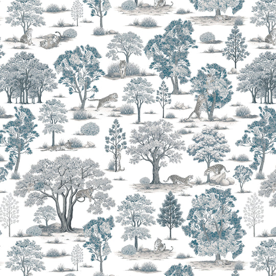 Tiger In The Woods - Silver & Blue