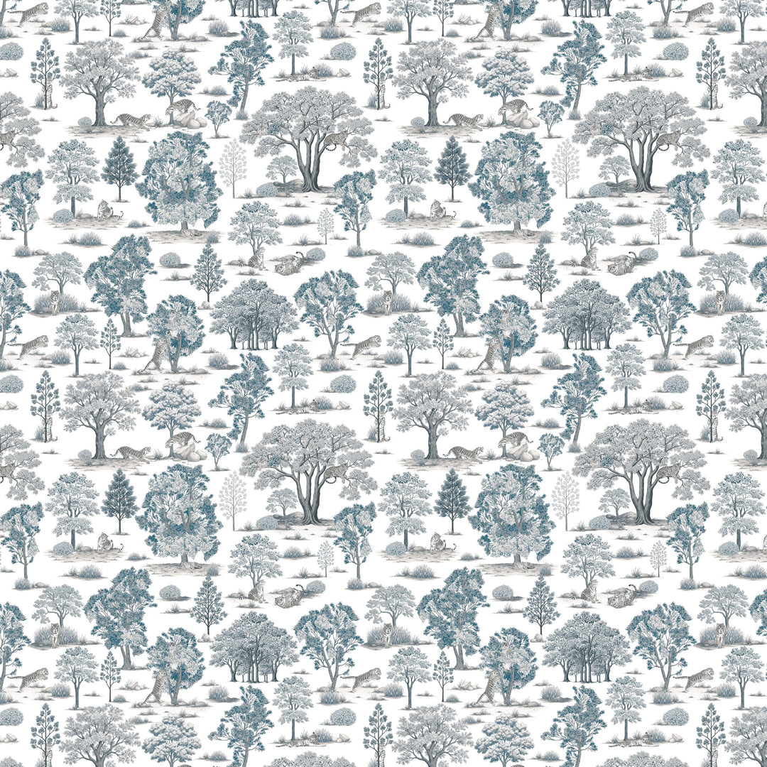 Tiger In The Woods - Silver & Blue