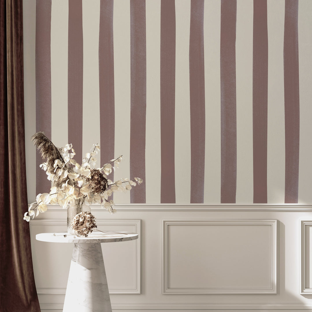 Watercolour Stripes Large - Chocolate & Cream