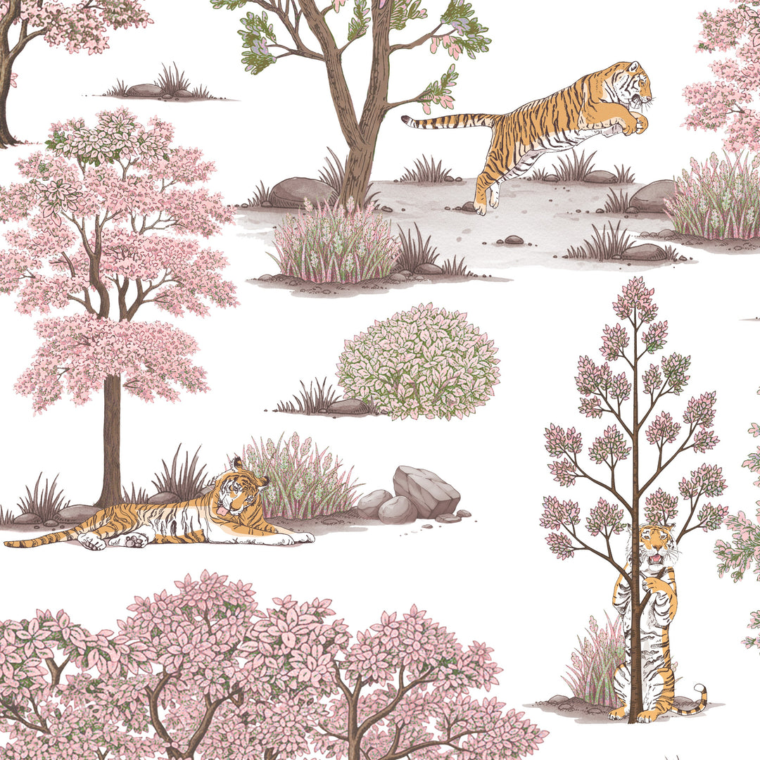 Tiger In The Woods - Pink & Green