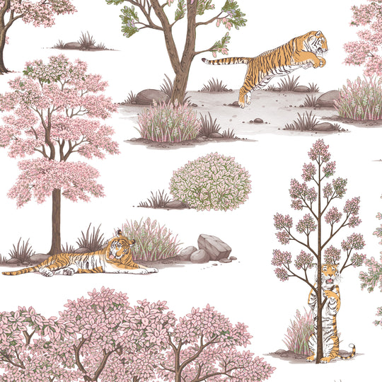 Tiger In The Woods - Pink & Green