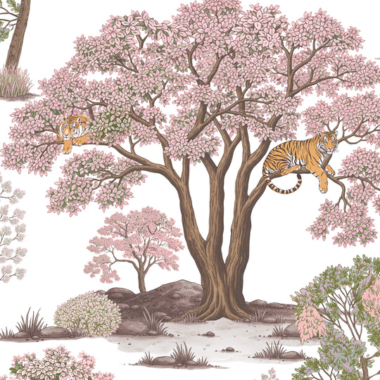 Tiger In The Woods - Pink & Green