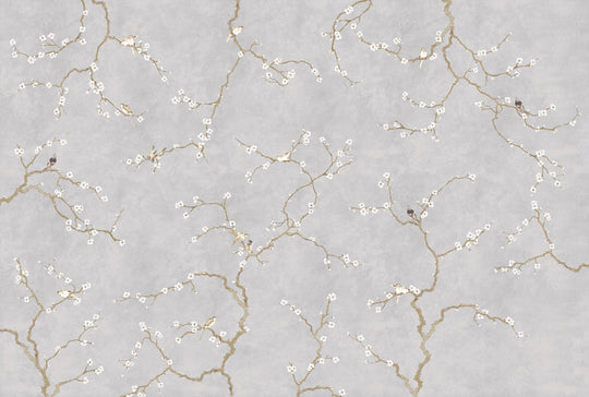 Japanese Birds of Spring - Pearl Grey