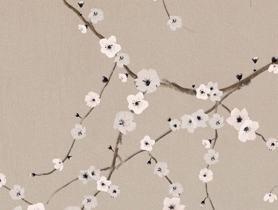 Cherry Blossoms on Taupe
